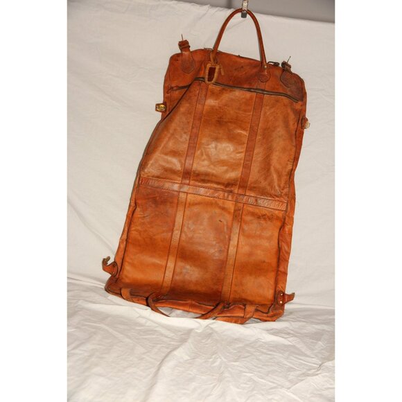 Vtg R.O.N.A. Go Anywhere Leather Garment Bag 1970's Handmade Argentina Hang Bag - Picture 1 of 10